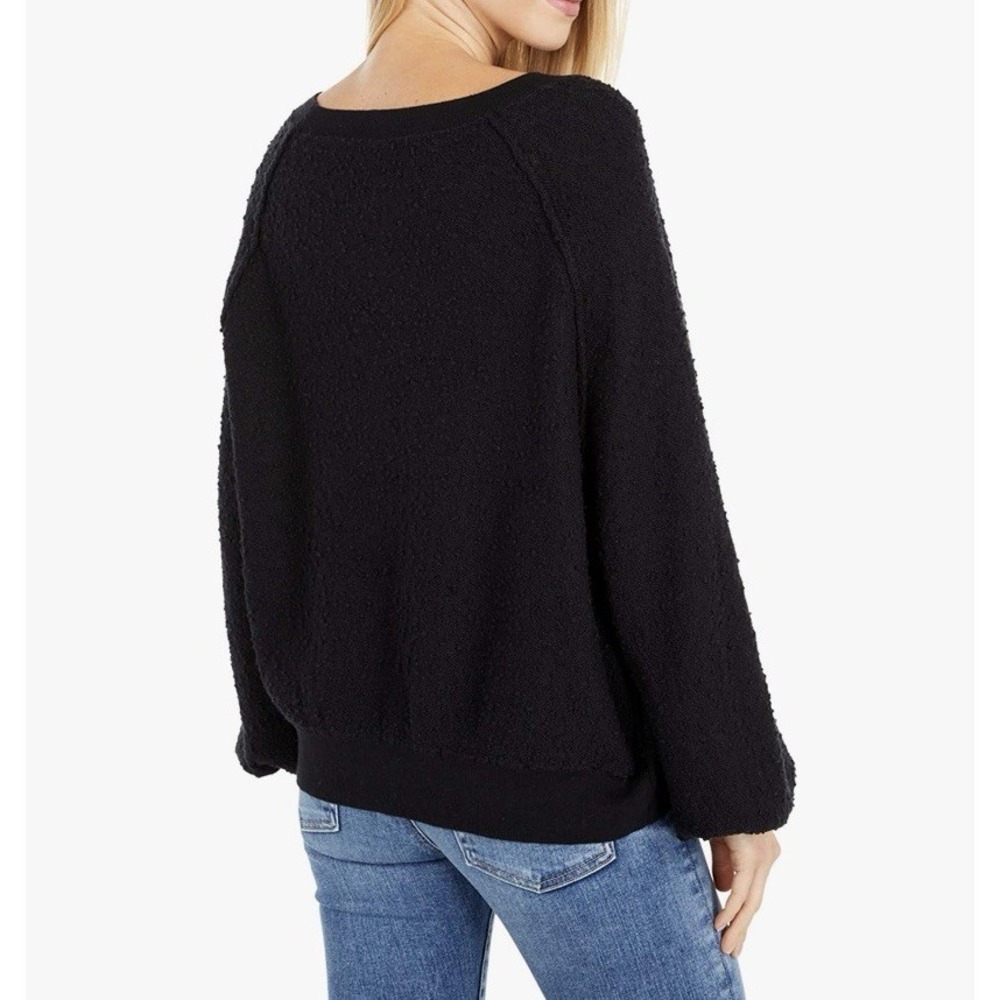 FREE PEOPLE WOMEN'S BLACK LONG SLEEVE TEXTURED FOUND MY FRIEND PULLOVER Size XS - Picture 3 of 13